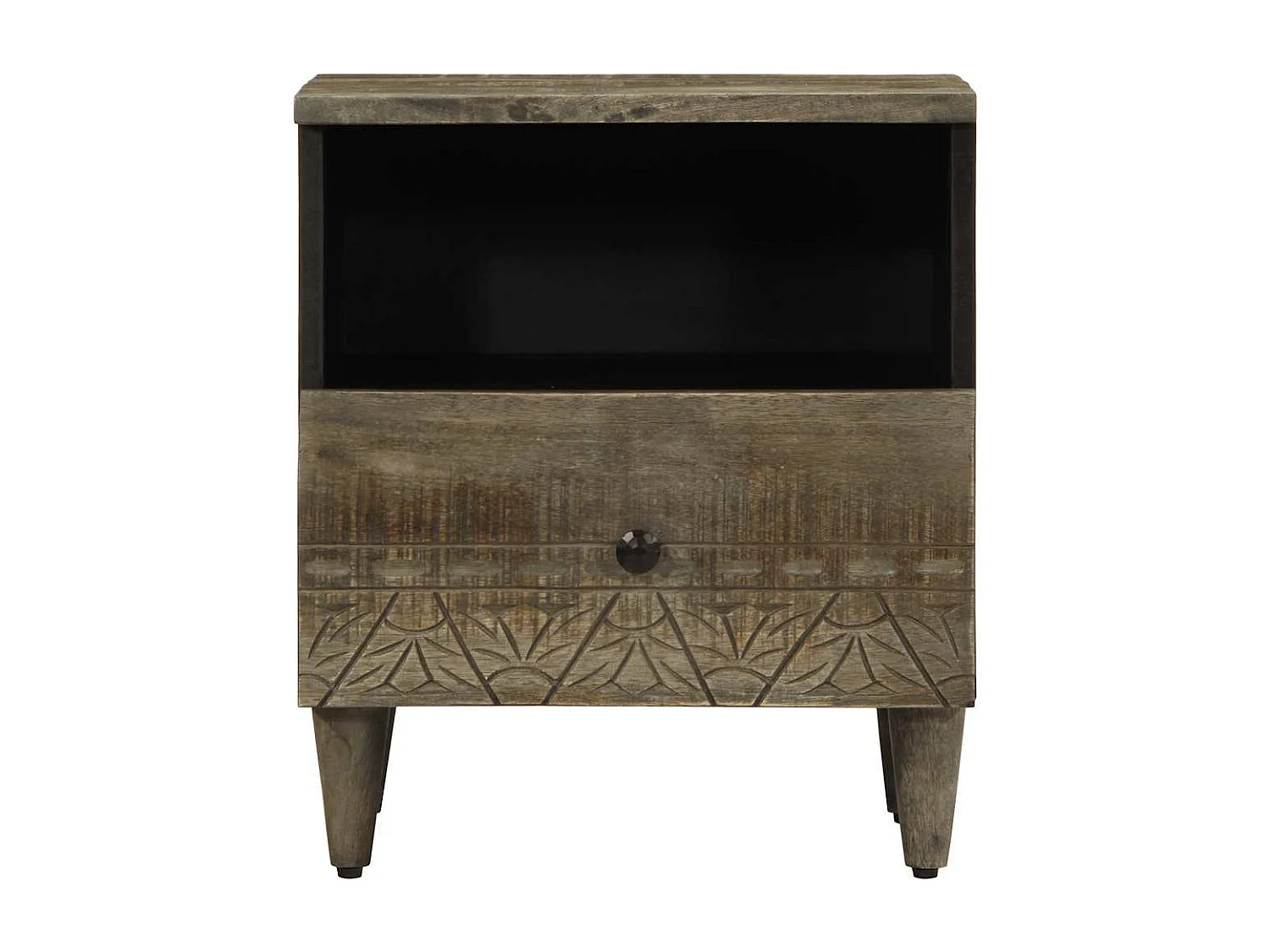 Table de chevet gris clair 40x33x46 cm bois de manguier solide