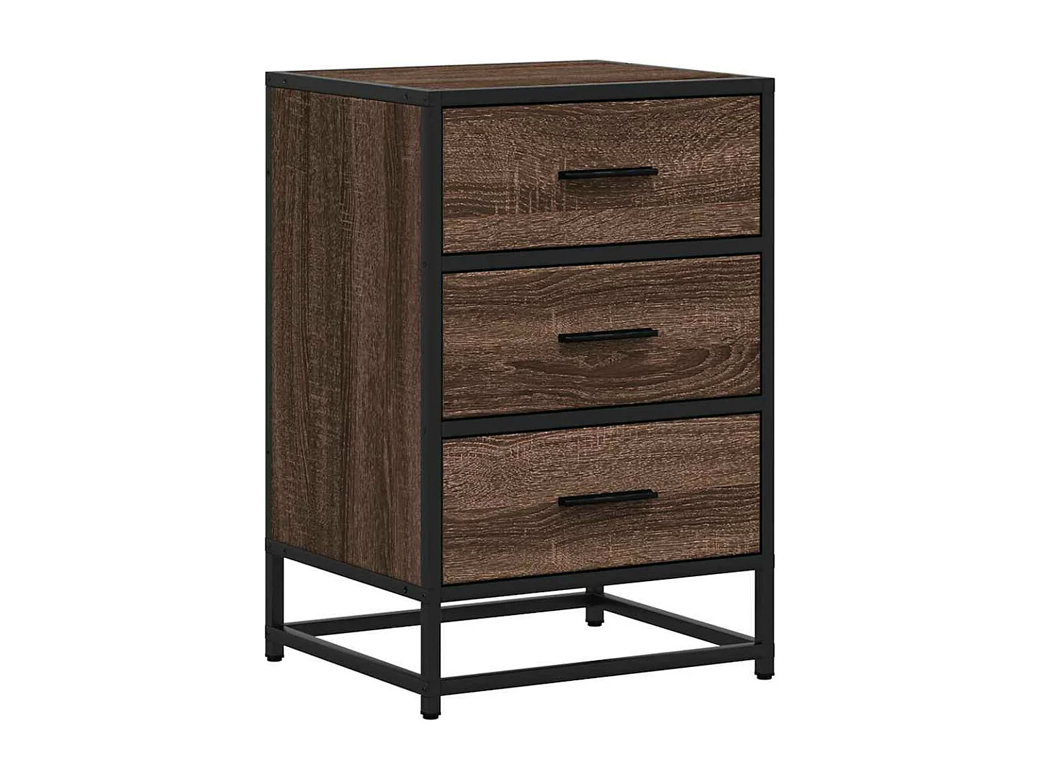 Table de chevet chêne marron 40x34,5x60cm bois ingénierie métal