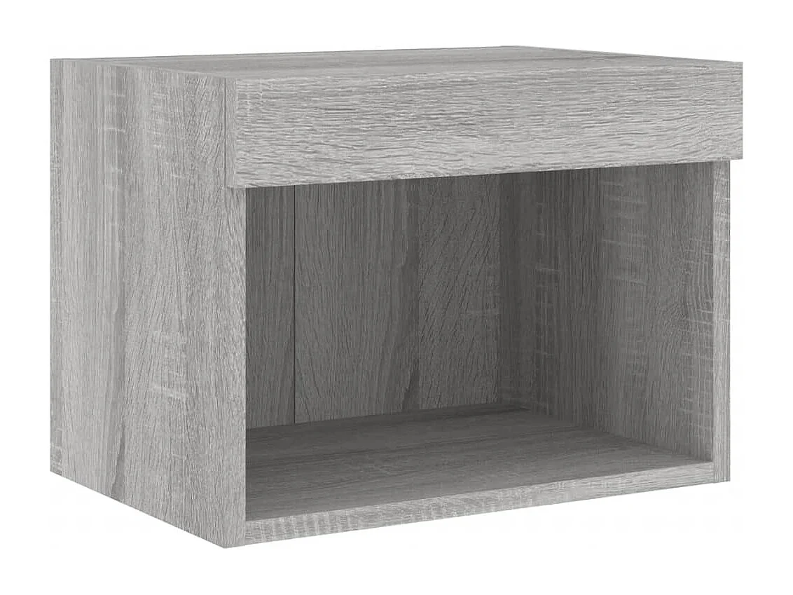 Tables de chevet murales avec lumières LED 2 pièces sonoma gris