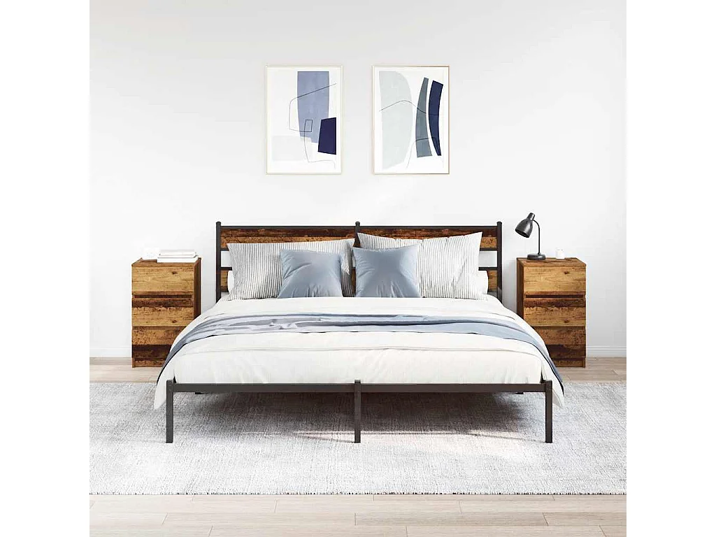 Mesillas de noche con 3 cajones 2 unidades madera vieja 39x35x65 cm