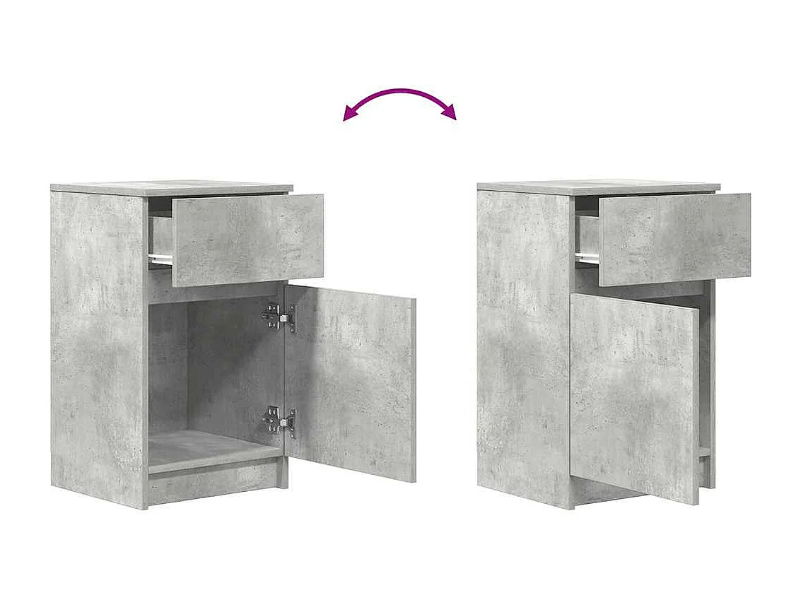 Tables de chevet 2 pièces gris béton 39x35x65 cm bois ingénierie