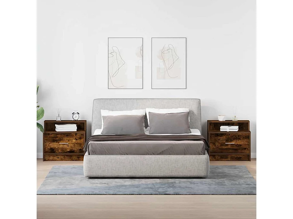 Tables de chevet avec tiroir 2 pièces chêne fumé 51x31x47 cm