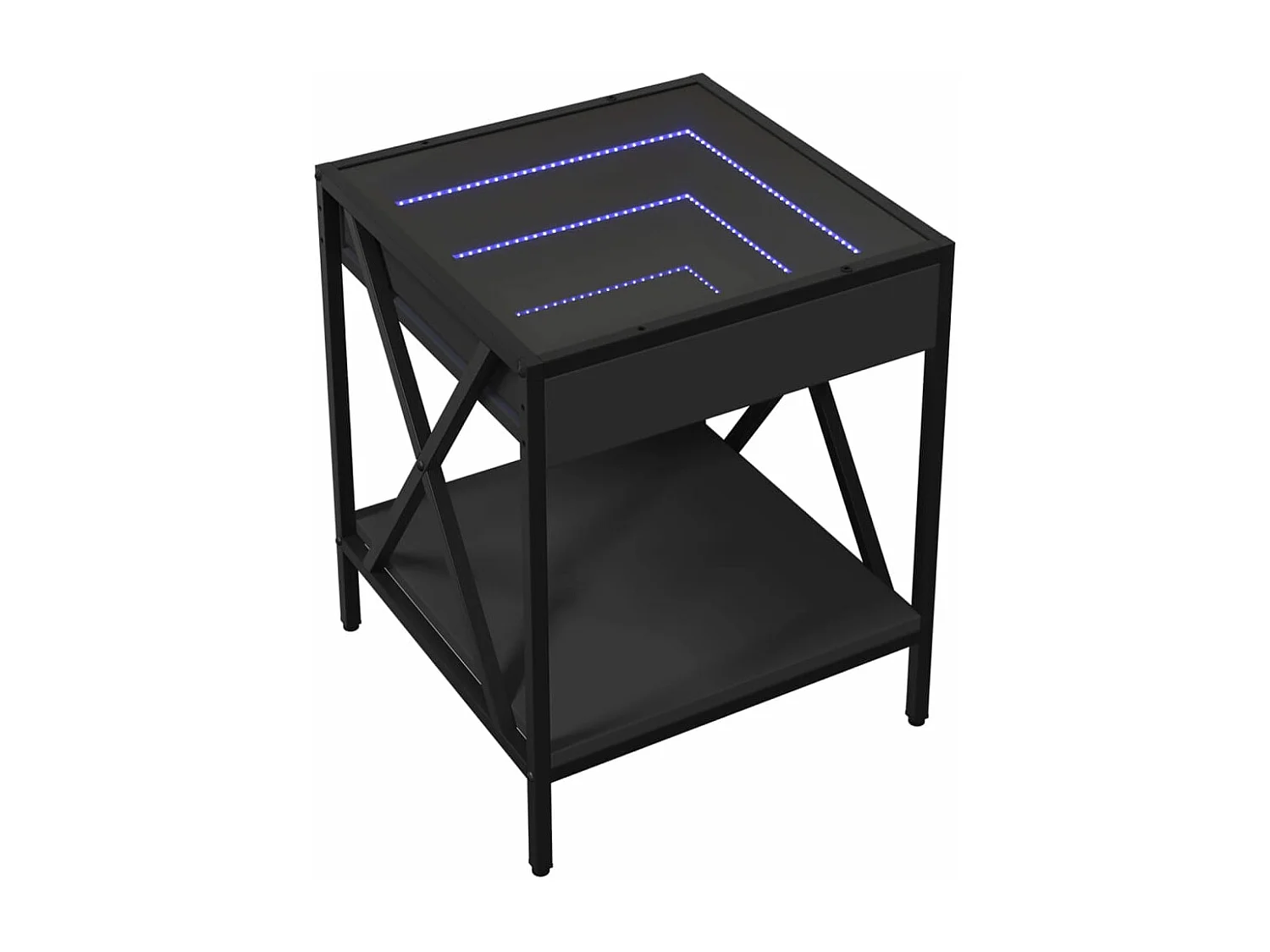 Table de chevet avec LED infini noir 40x40x49 cm