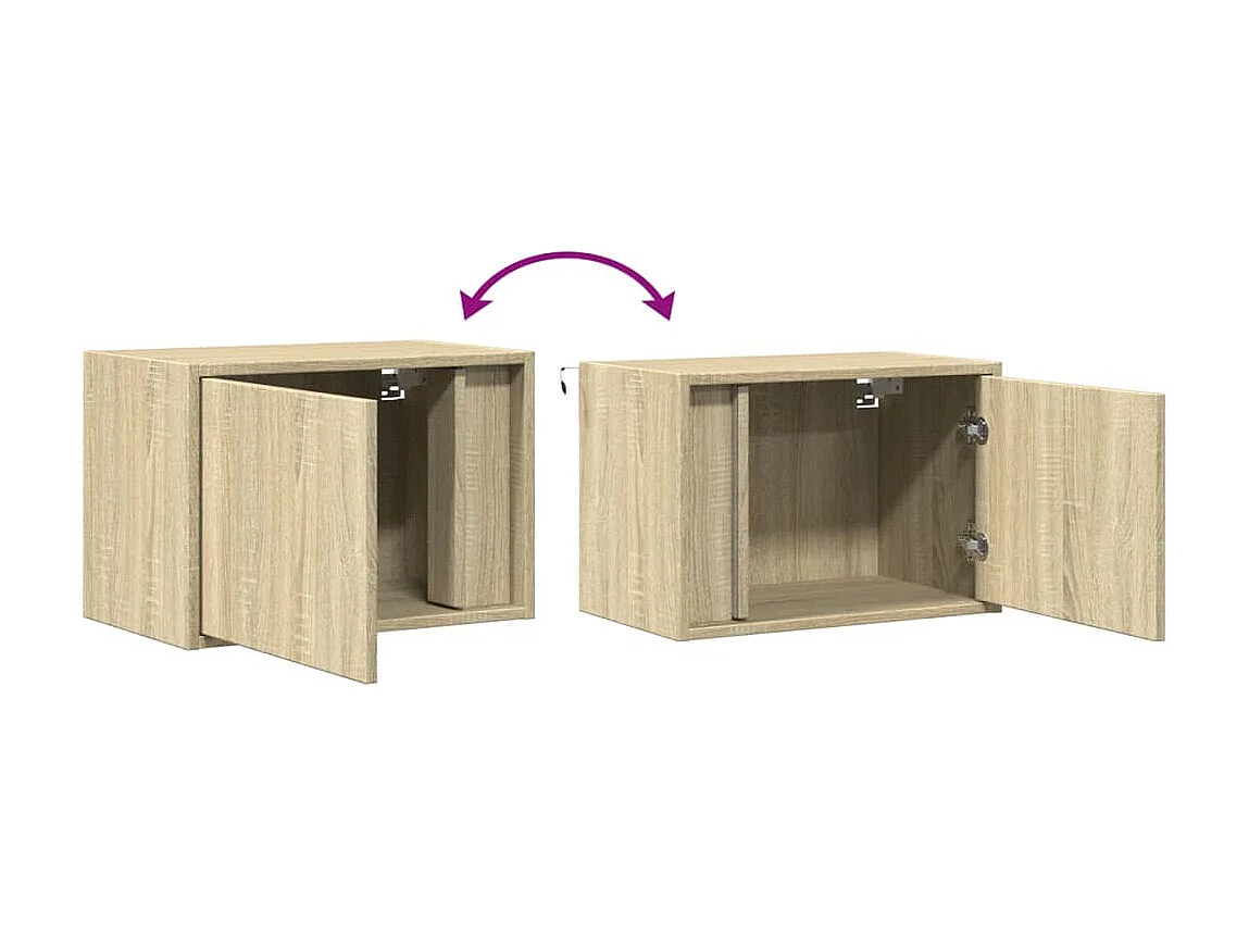 Table de chevet murale avec lumières LED chêne sonoma