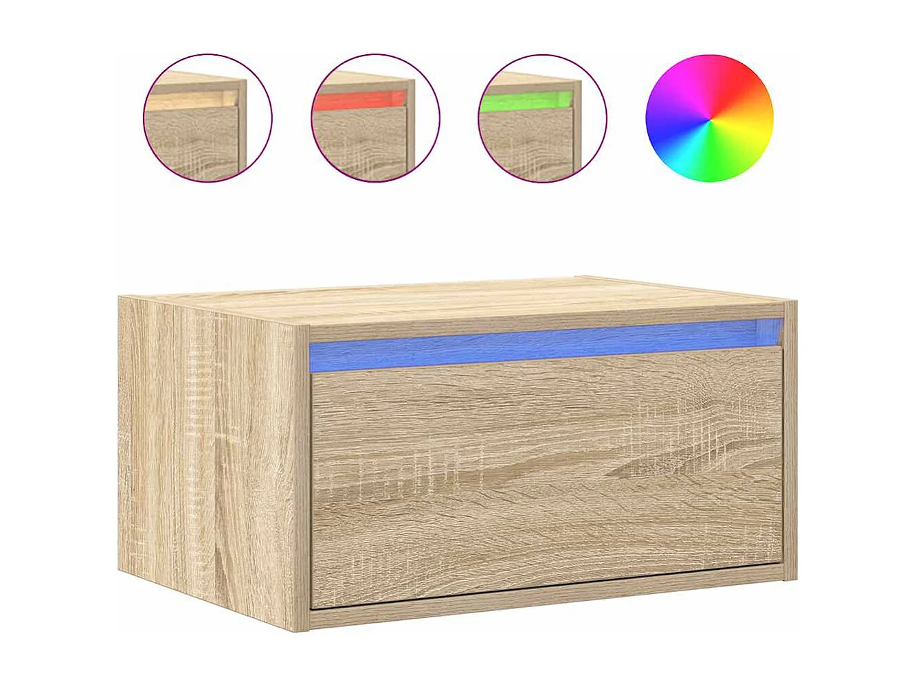 Mesitas de noche de pared con luces LED 2 unidades roble Sonoma