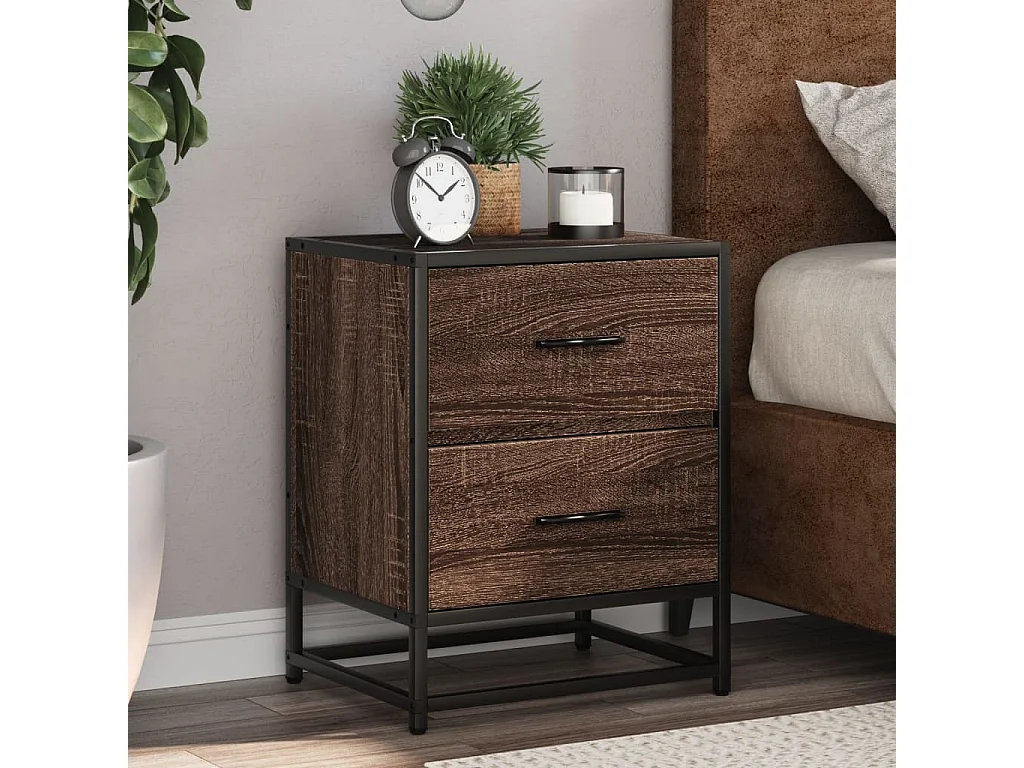 Table de chevet chêne marron 40x31x50 cm bois d'ingénierie