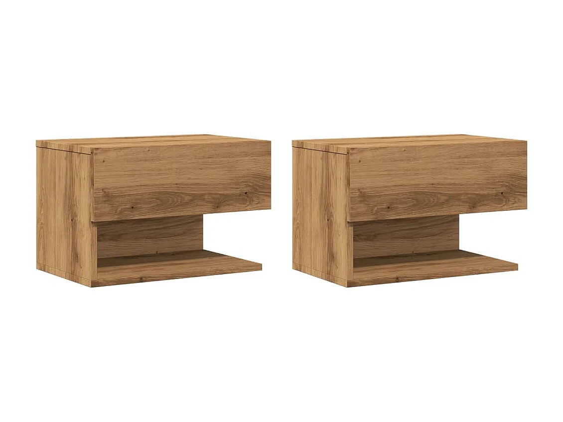 Mesas de cabeceira de parede 2 peças carvalho artisiano