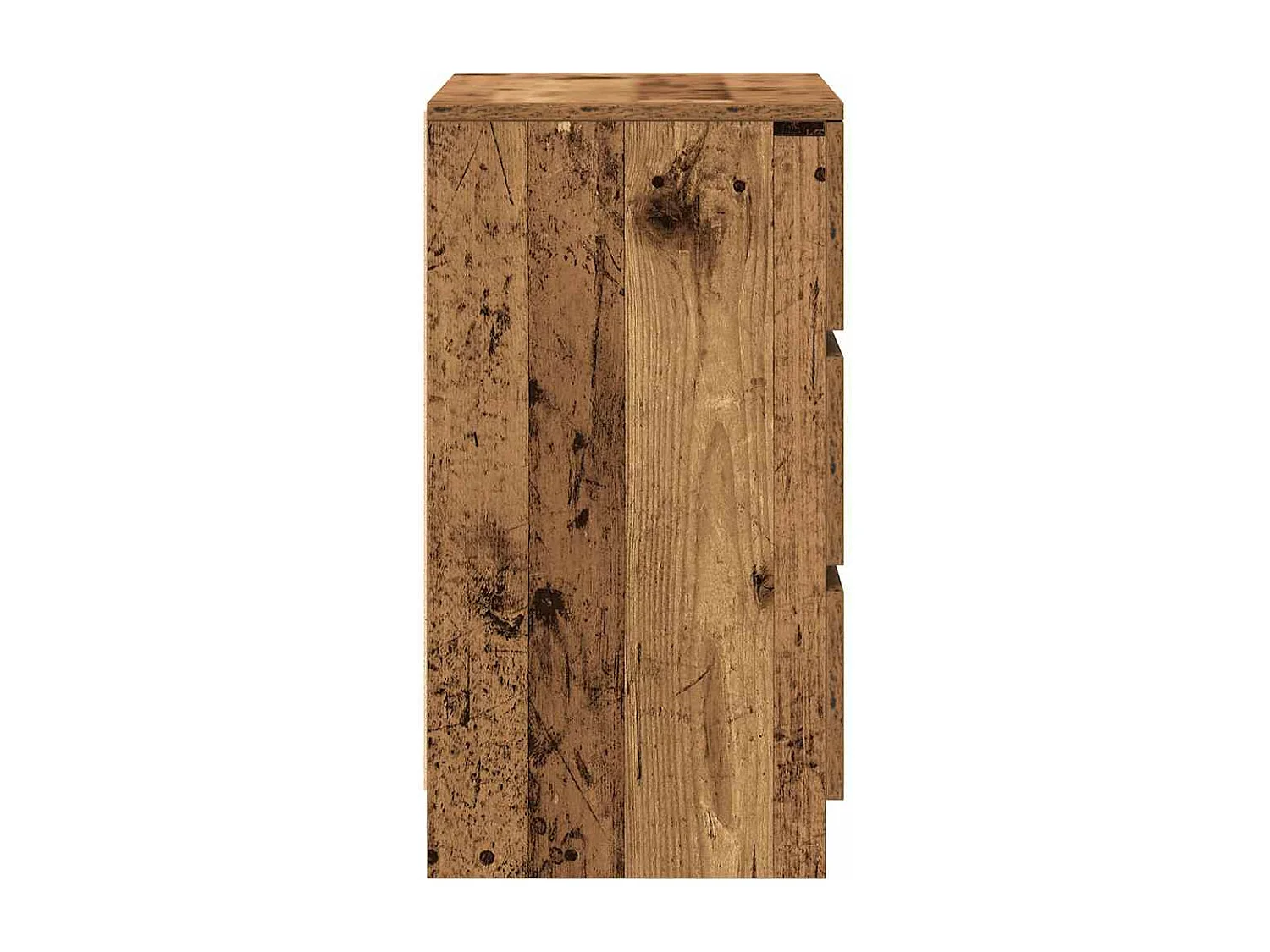 Nachtkastje met 3 lades 39x35x65 cm oud hout