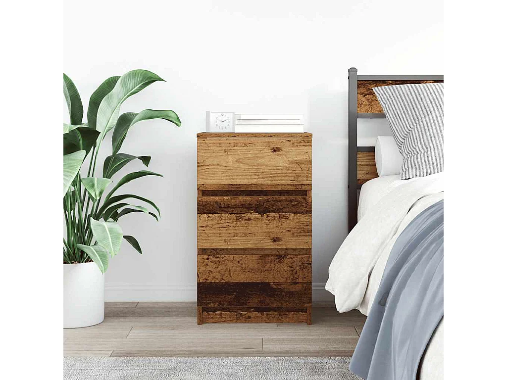 Mesa de cabeceira com 3 gavetas 39x35x65 cm madeira velha