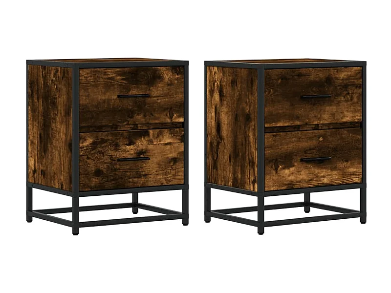 Nachtkastjes 2 st 40x31x50 cm bewerkt hout gerookt eikenkleurig