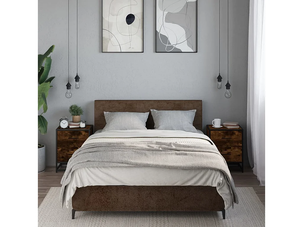 Tables de chevet 2 pièces chêne fumé 40x31x50 cm bois ingénierie