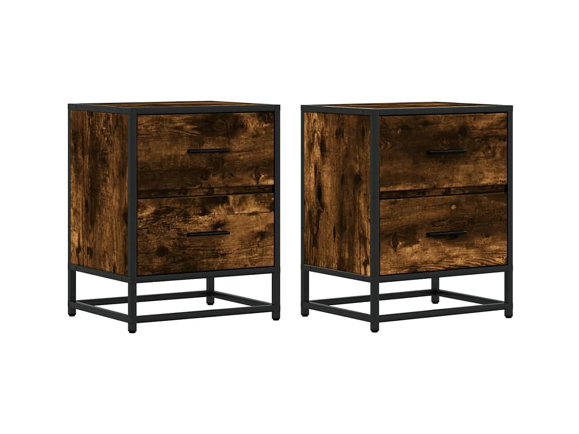 Nachtkastjes 2 st 40x31x50 cm bewerkt hout gerookt eikenkleurig