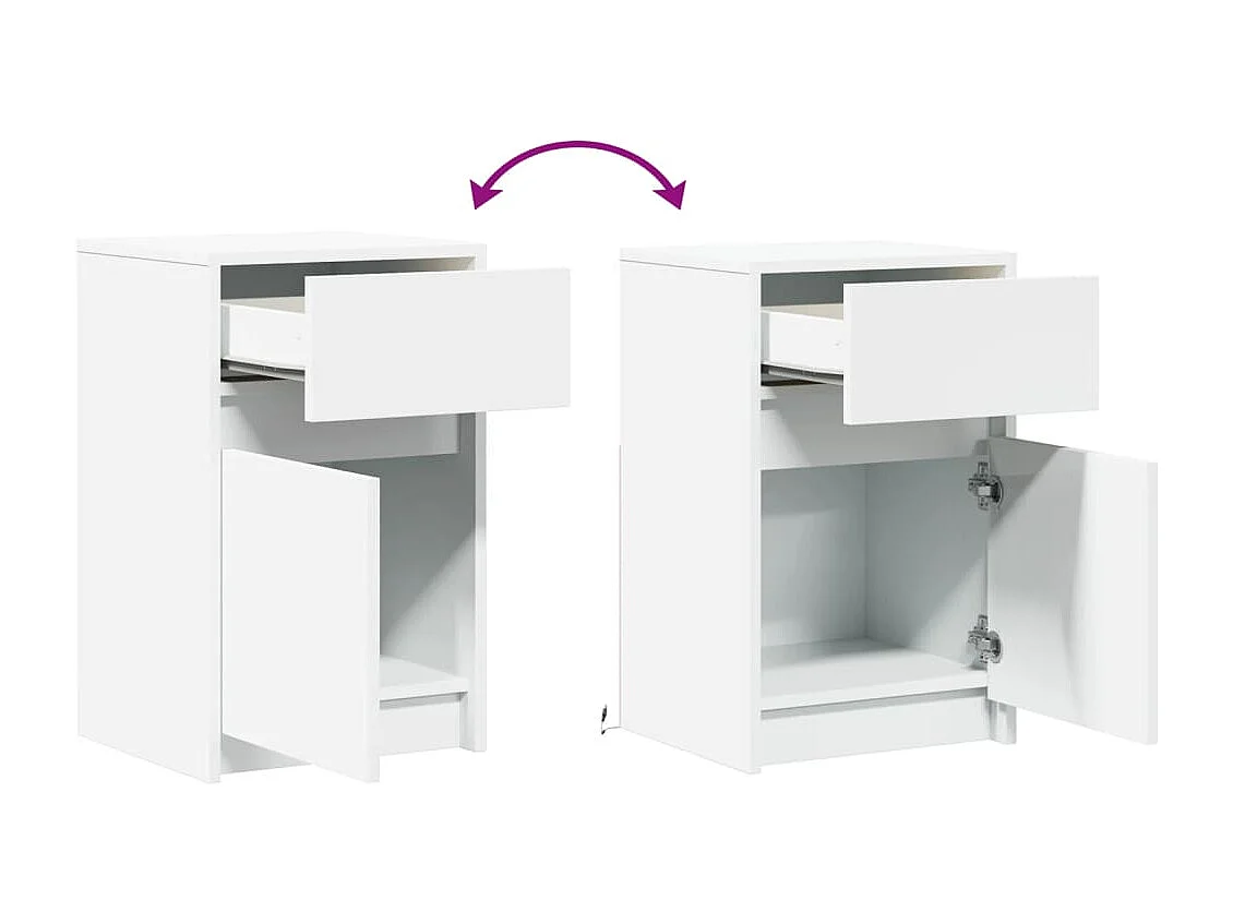 Table de chevet avec lumières LED blanc bois d'ingénierie