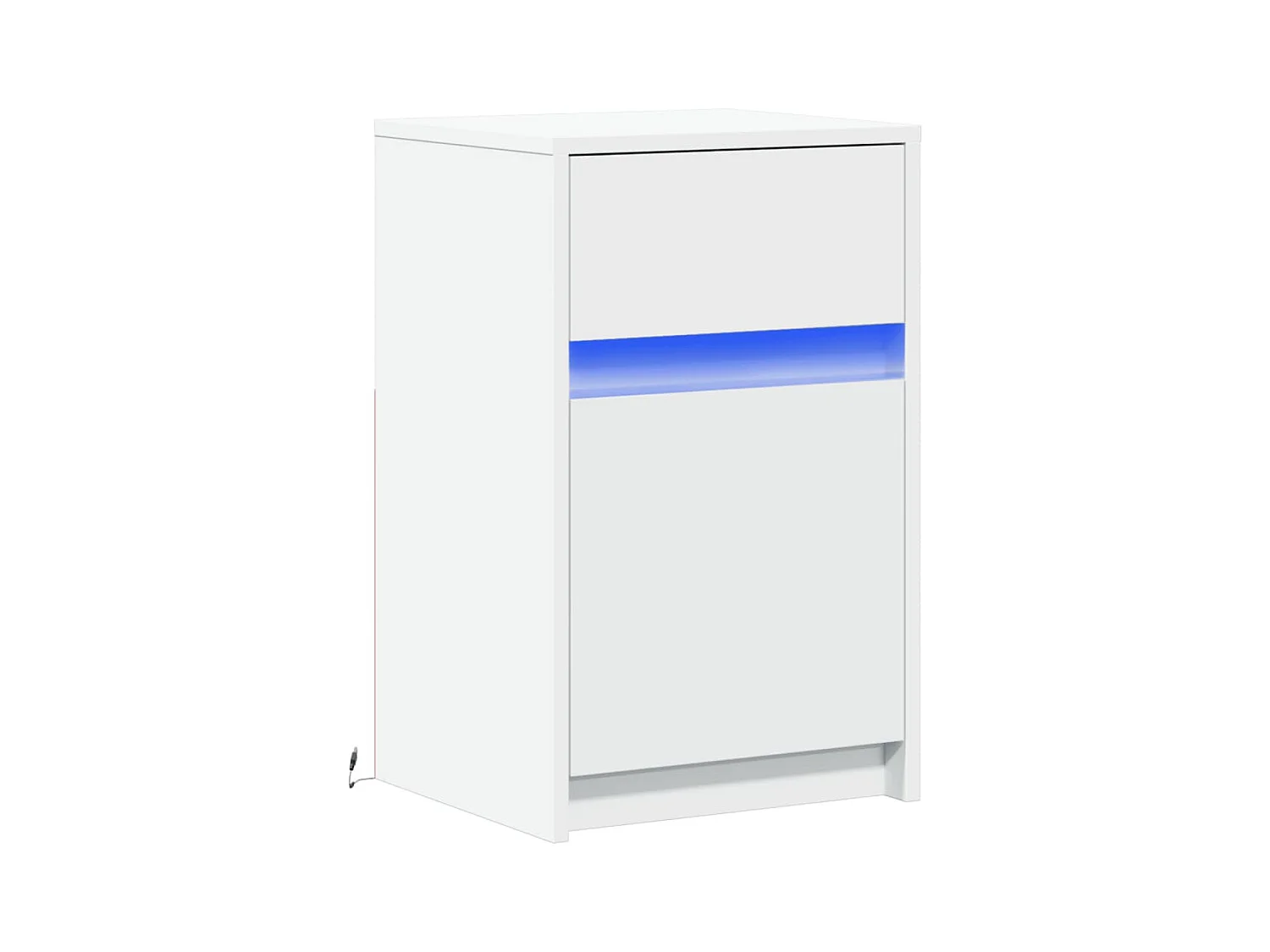 Mesa de cabeceira com luzes LED derivados de madeira branco
