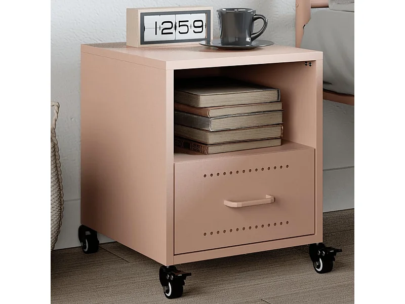 Mesa de cabeceira 36x39x43,5 cm aço rosa