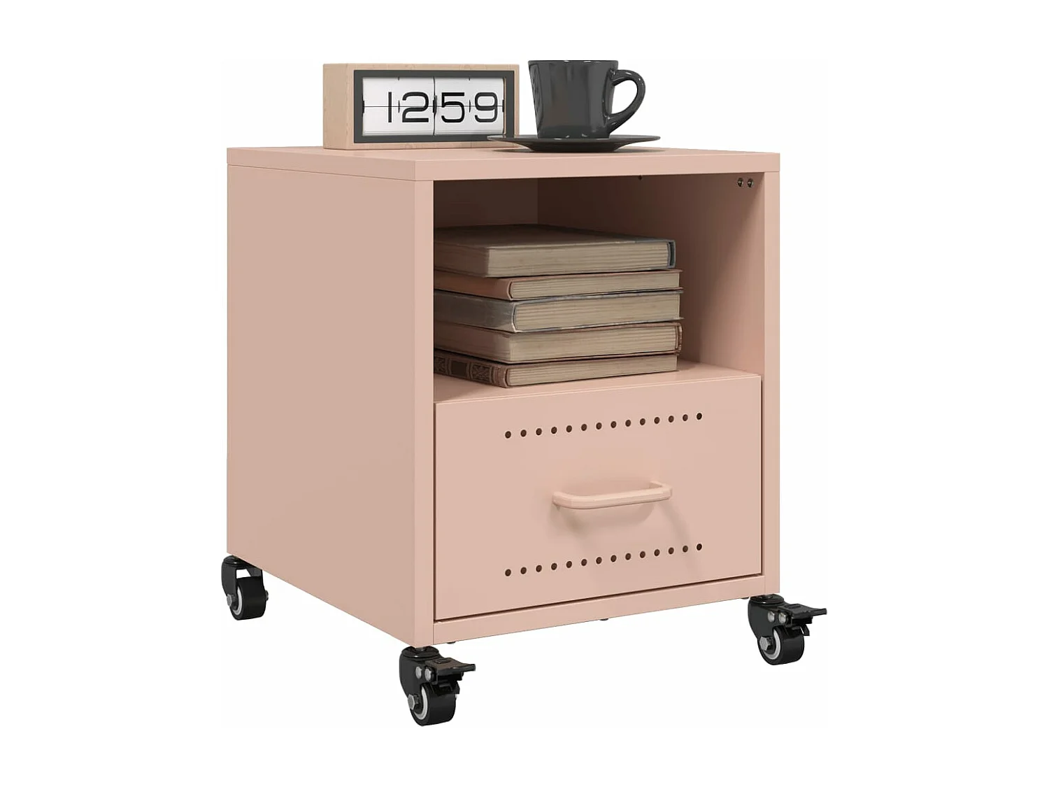 Table de chevet rose 36x39x43,5 cm acier