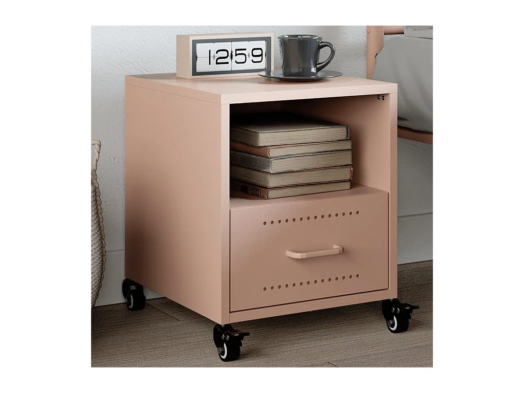 Table de chevet rose 36x39x43,5 cm acier