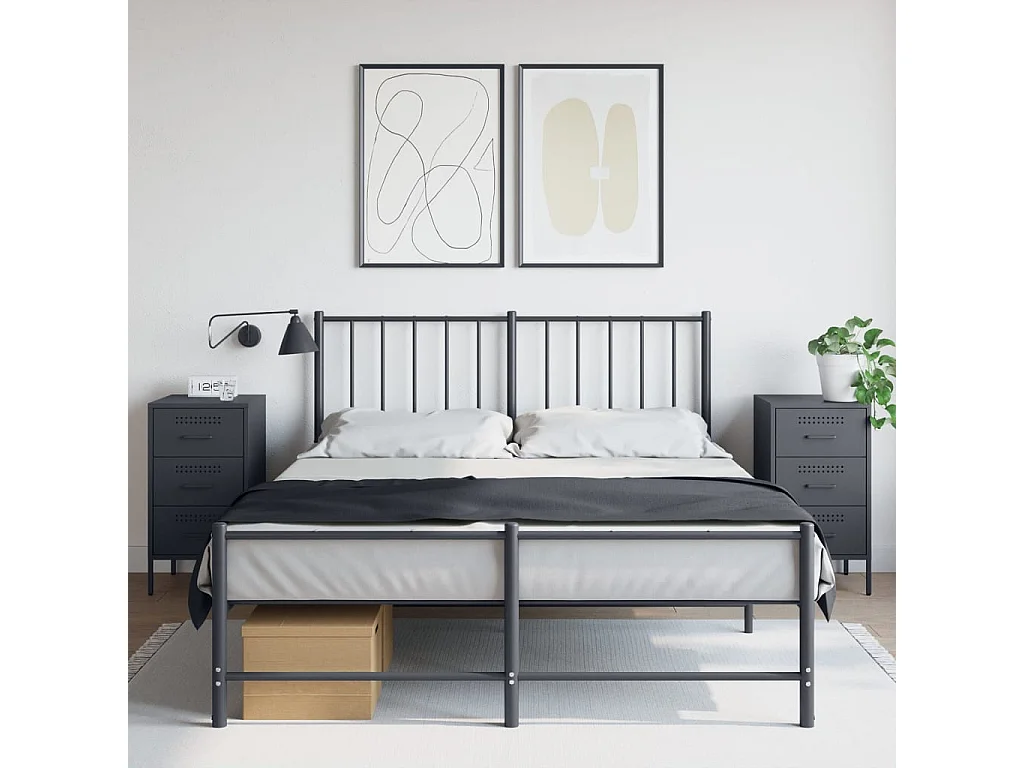 Mesas cabeceira 2 peças 36x39x68 cm aço laminado a frio antracite