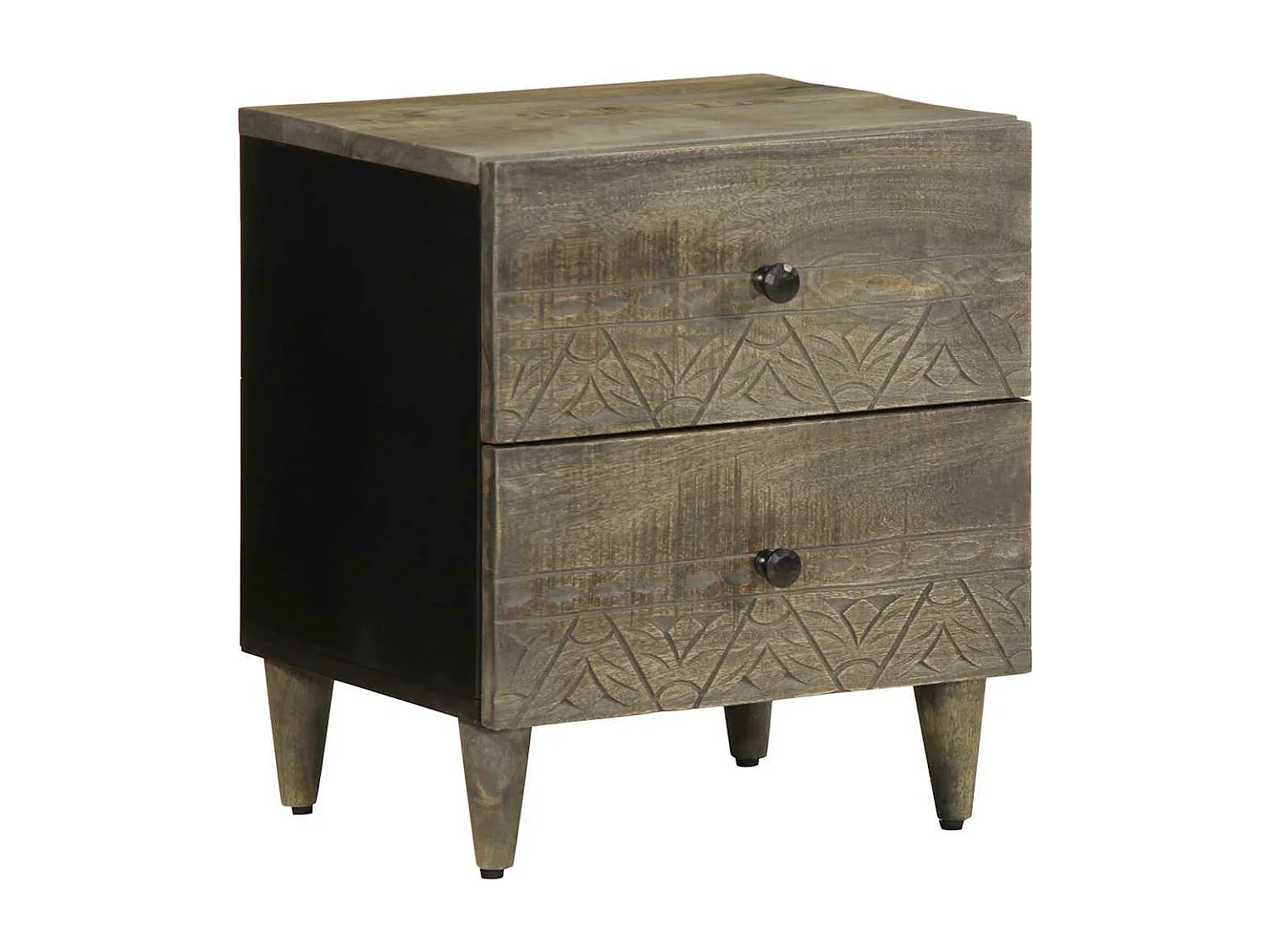 Tables chevet 2 pièces gris clair 40x33x46 cm bois manguier solide