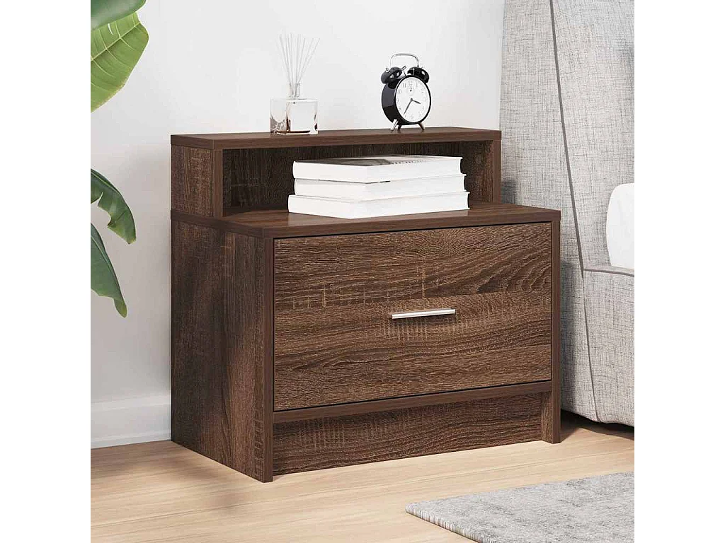 Table de chevet avec tiroir chêne marron 51x31x47 cm