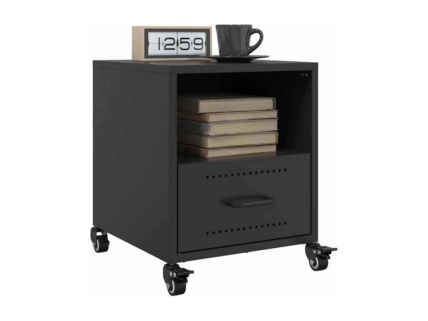 Table de chevet noir 36x39x43,5 cm acier