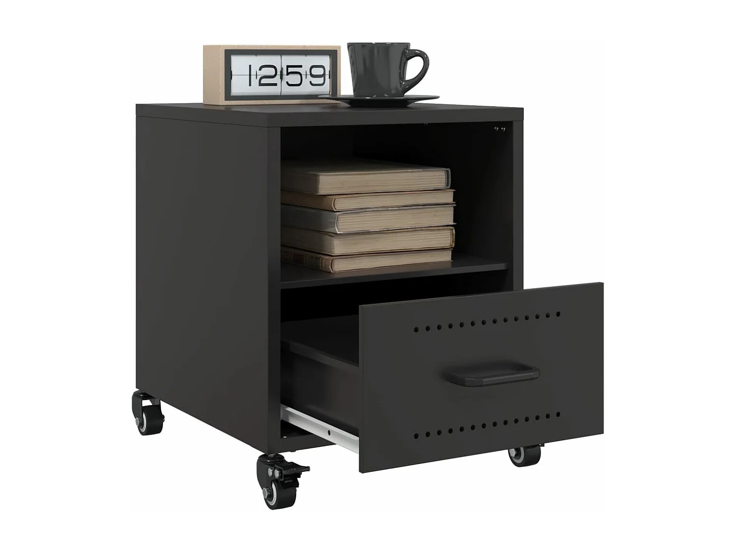 Table de chevet noir 36x39x43,5 cm acier