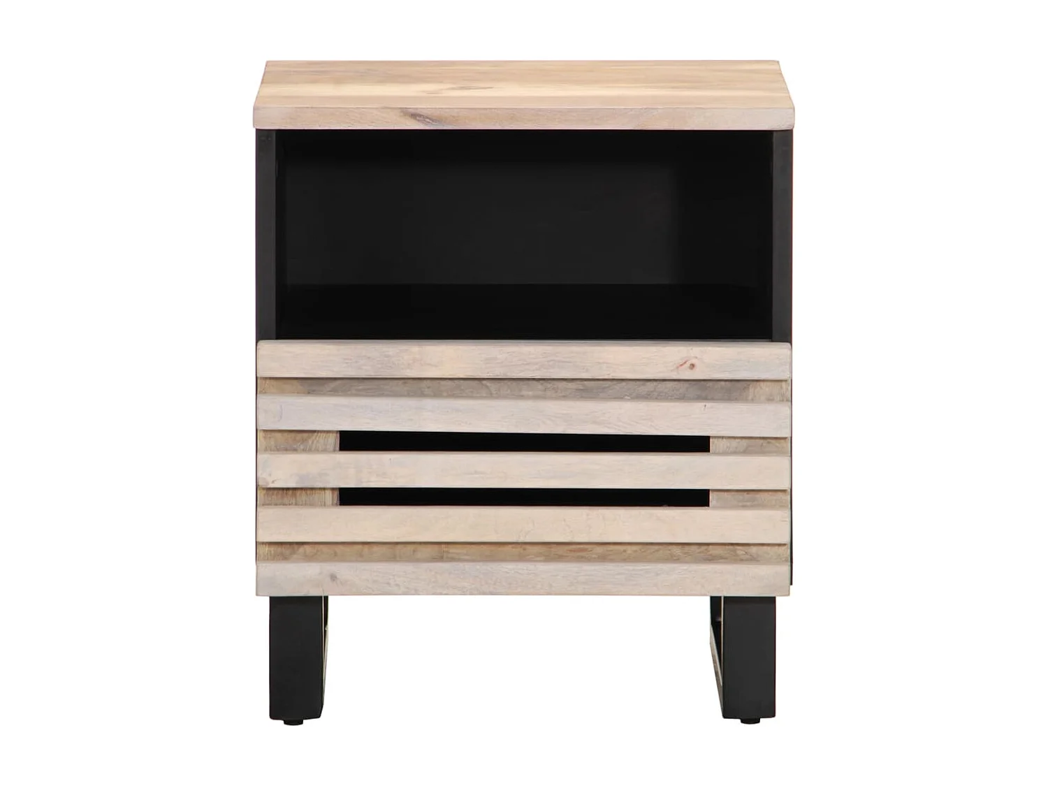 Mesitas de noche madera maciza mango blanqueado 40x33x46 cm