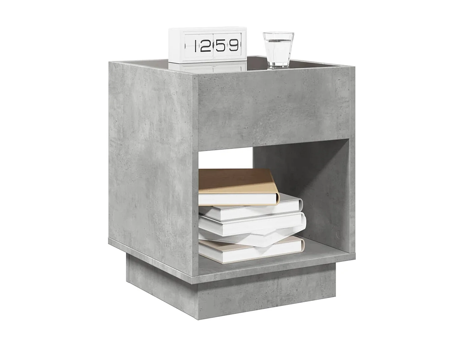 Table de chevet avec LED infini gris béton 40x40x50 cm