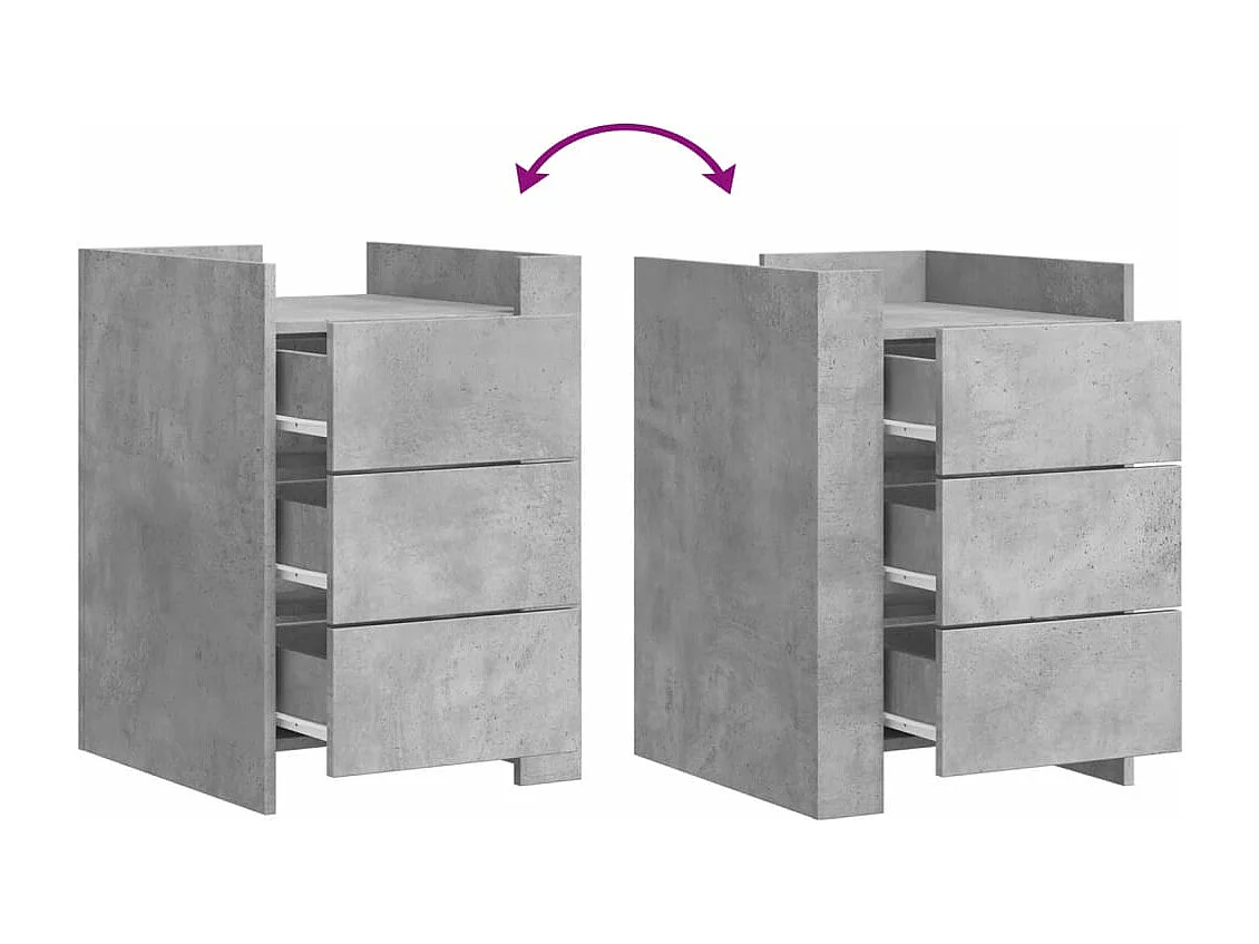 Table de chevet gris béton 45x50x65 cm bois d'ingénierie