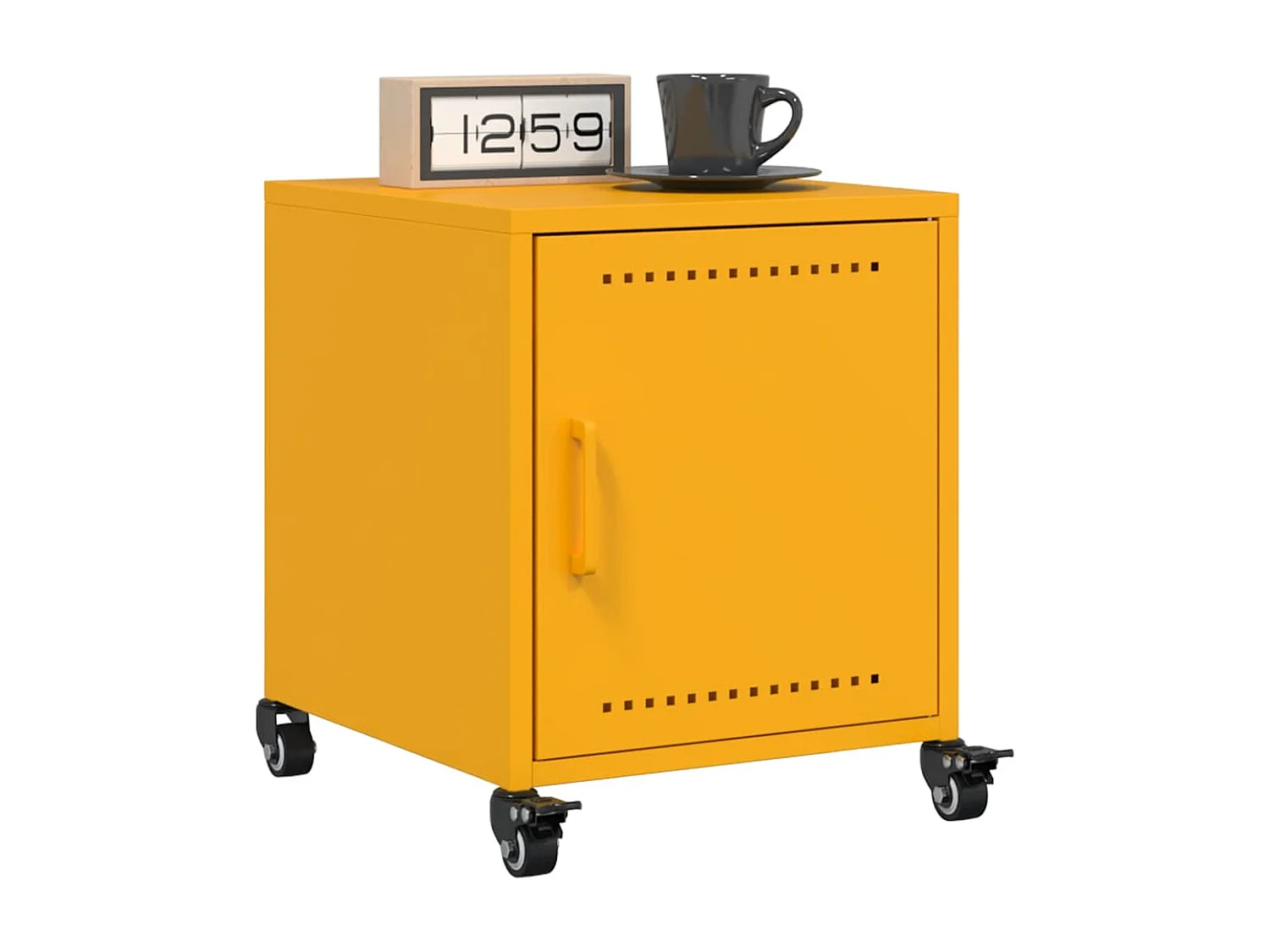 Tables de chevet 2 pièces jaune moutarde 36x39x43,5 cm acier