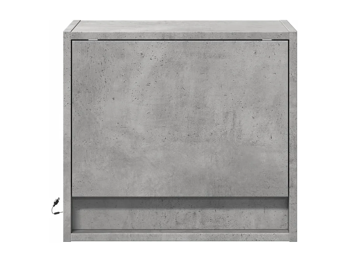 Tables de chevet murales avec lumières LED 2 pièces gris béton