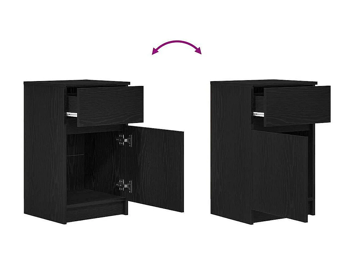 Table de chevet noir 39x35x65 cm bois d’ingénierie