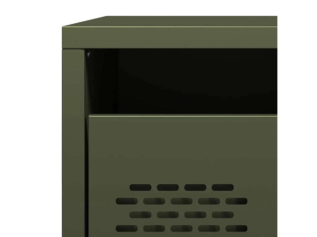 Table de chevet vert olive 35x39x43,5 cm acier