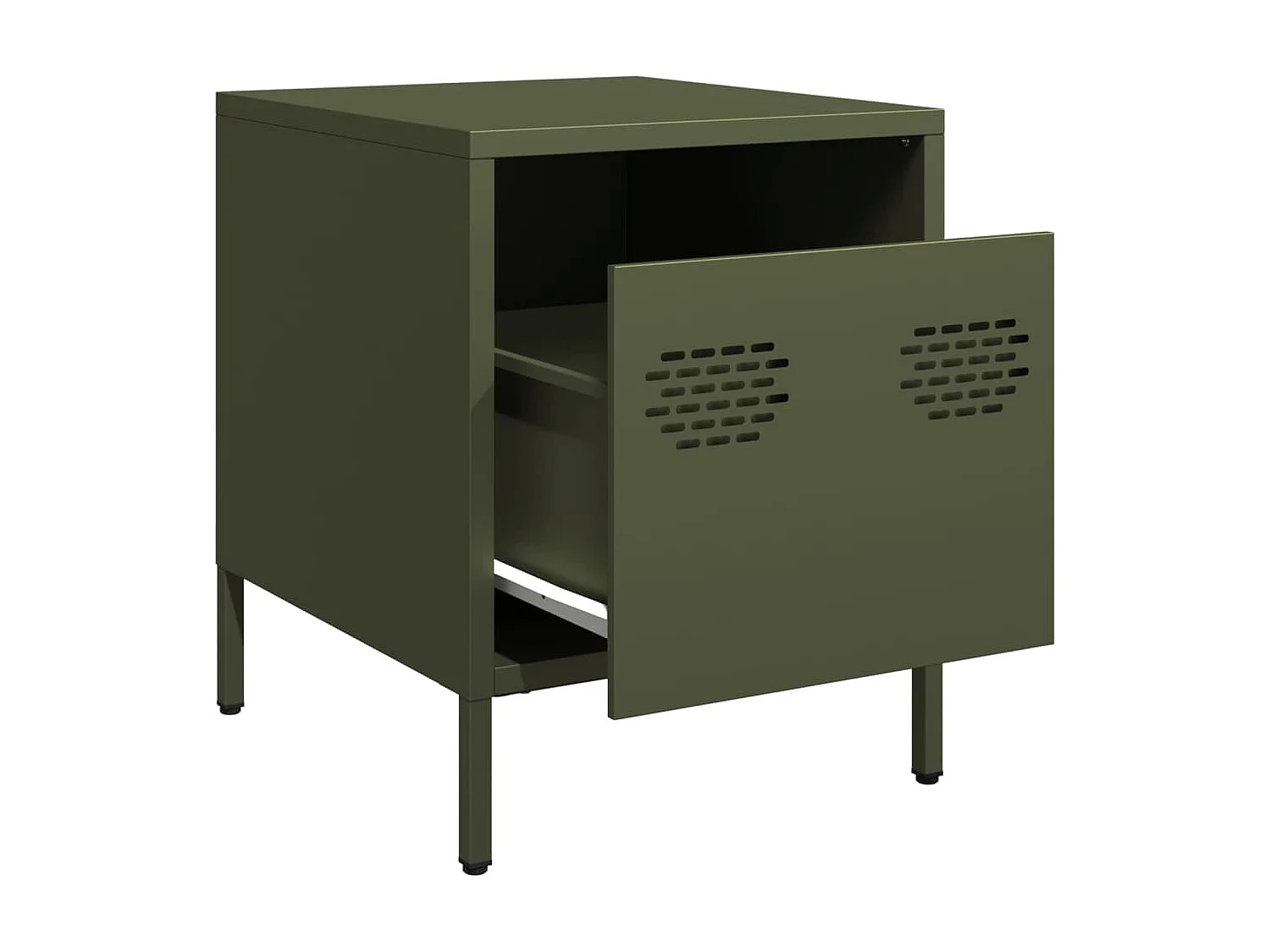 Table de chevet vert olive 35x39x43,5 cm acier