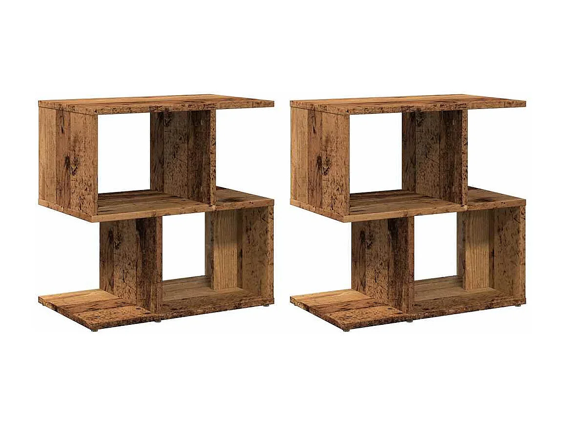 Tables de chevet 2pièces vieux bois 50x30x51,5cm bois d'ingénierie