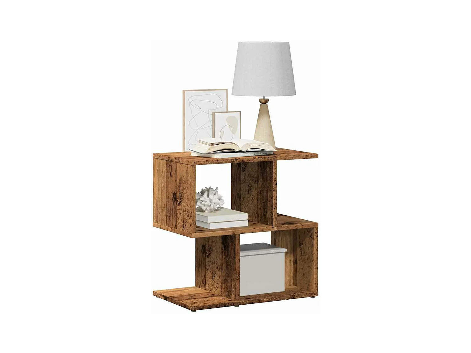 Tables de chevet 2pièces vieux bois 50x30x51,5cm bois d'ingénierie
