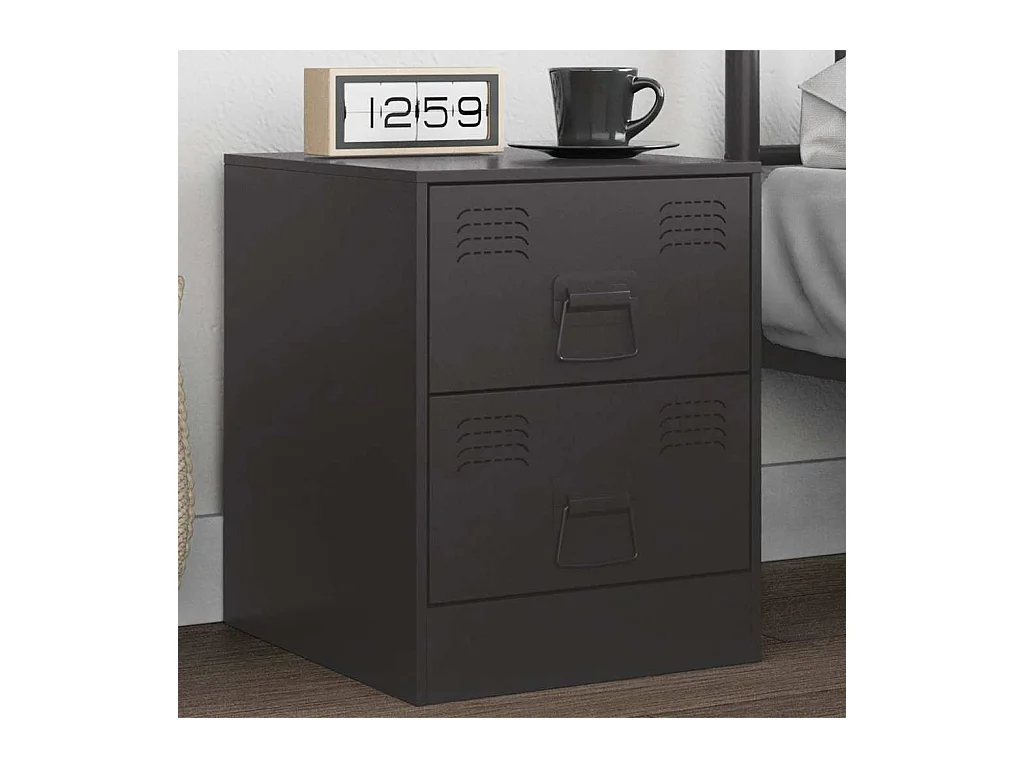 Table de chevet noir 34,5x39x44 cm acier