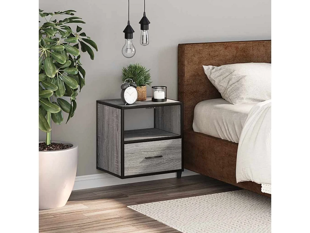 Table de chevet murale sonoma gris 40x31x39,5 cm