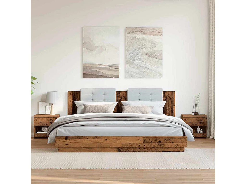 Mesitas de noche 2 unidades madera contrachapada madera vieja