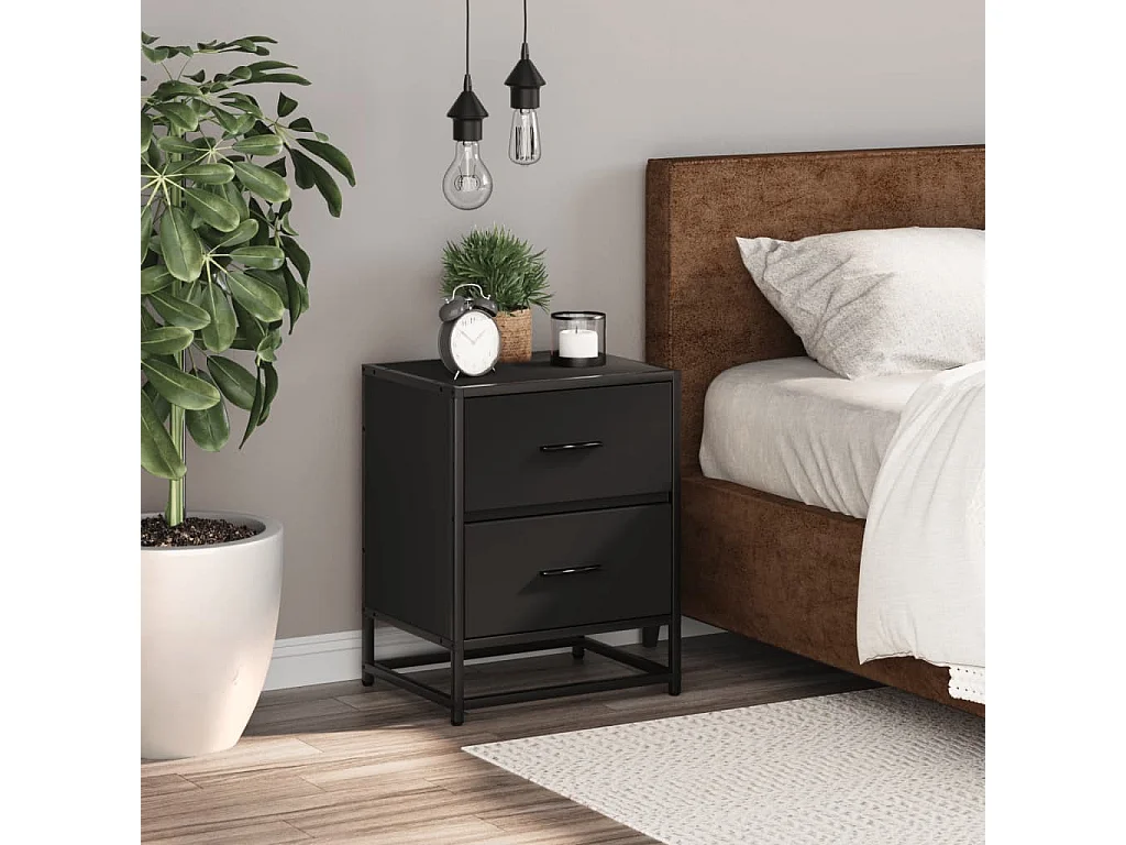 Table de chevet noir 40x31x50 cm bois d'ingénierie