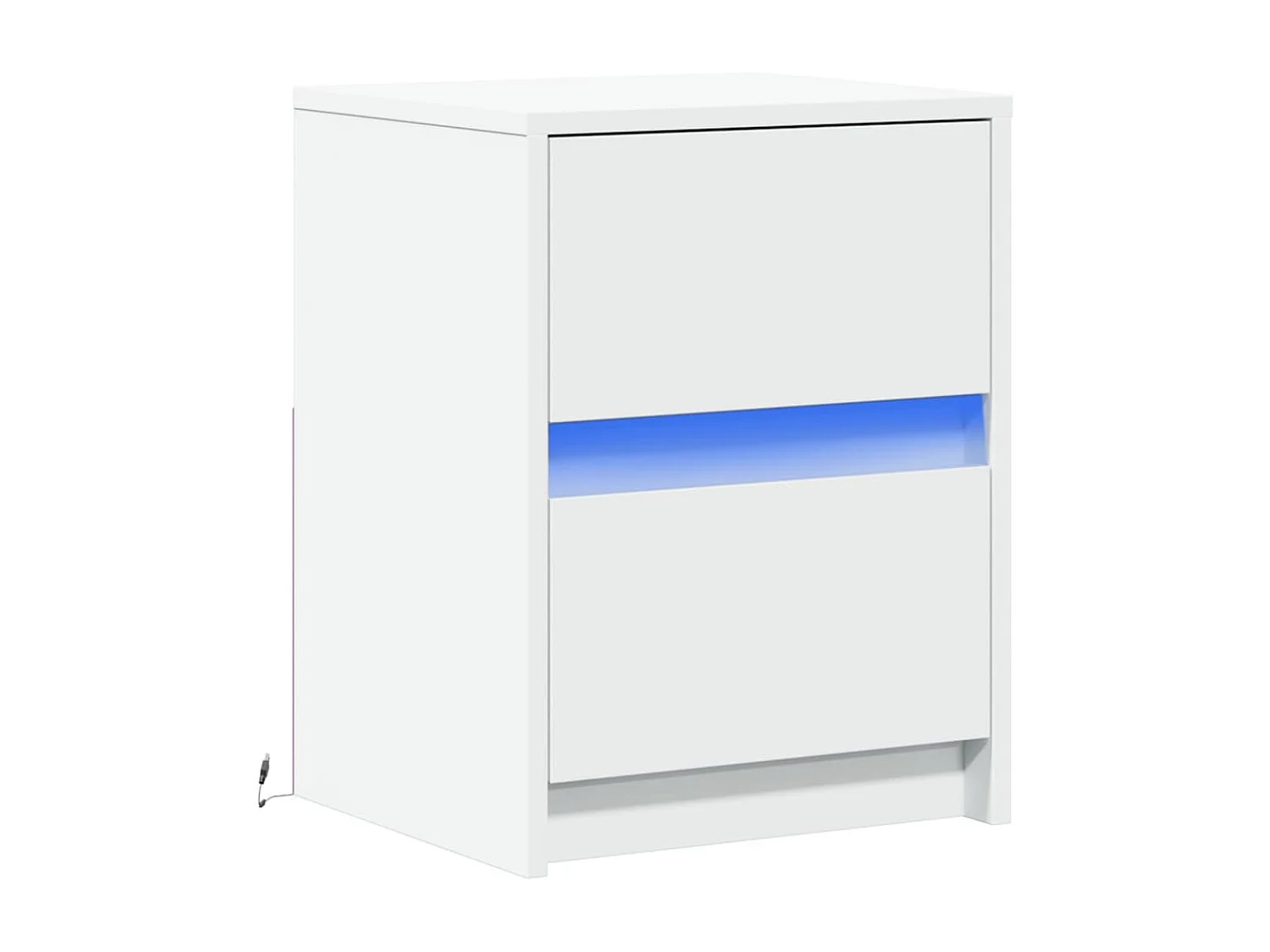 Table de chevet avec lumières LED blanc bois d'ingénierie