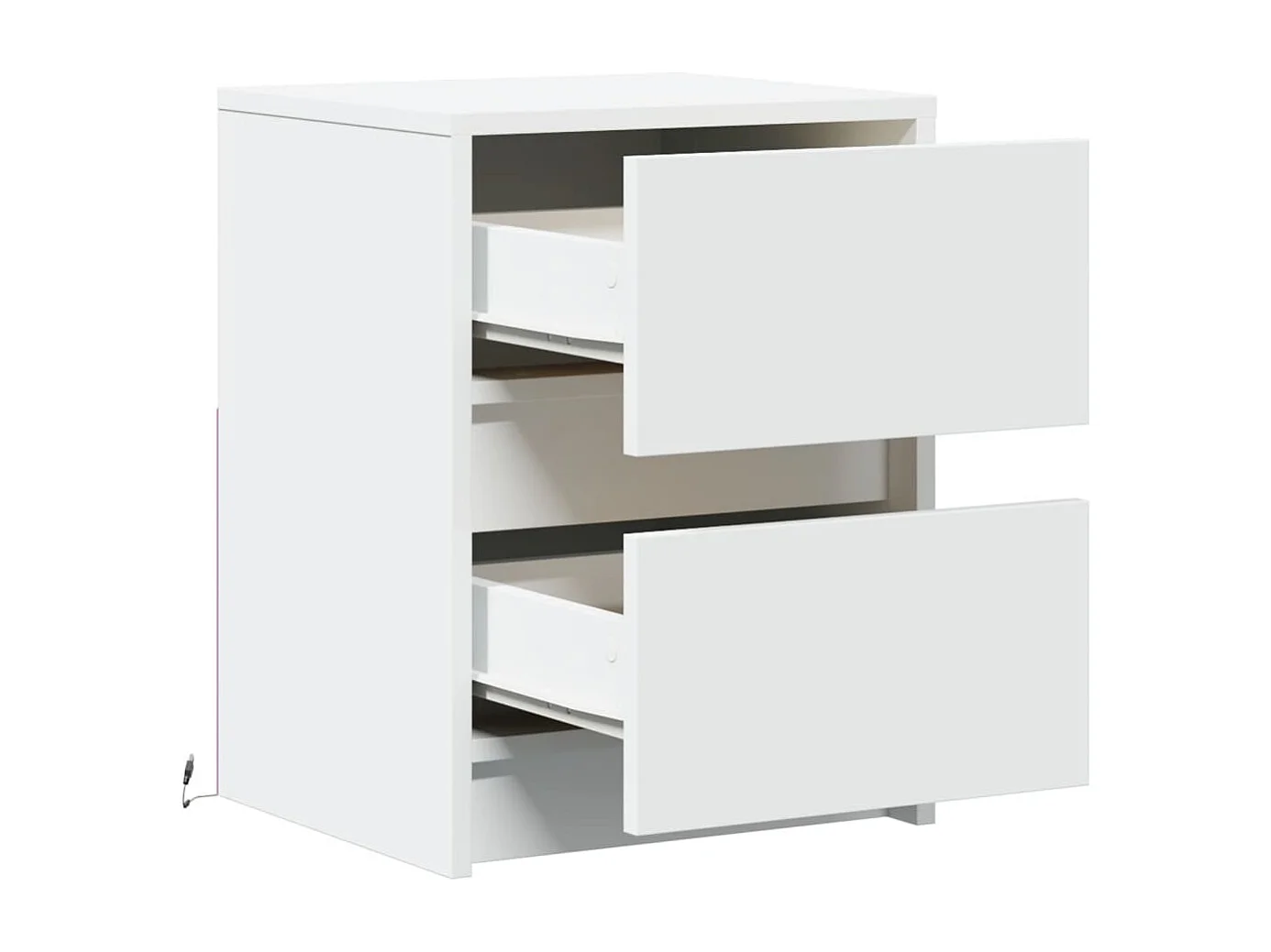 Table de chevet avec lumières LED blanc bois d'ingénierie