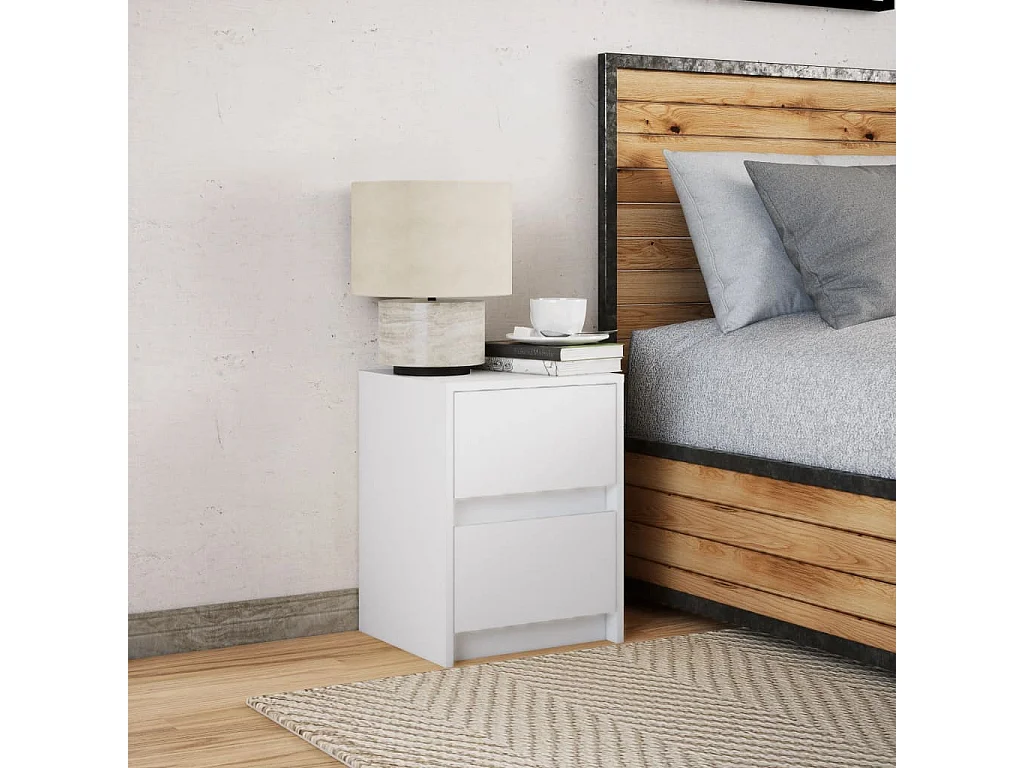 Table de chevet avec lumières LED blanc bois d'ingénierie