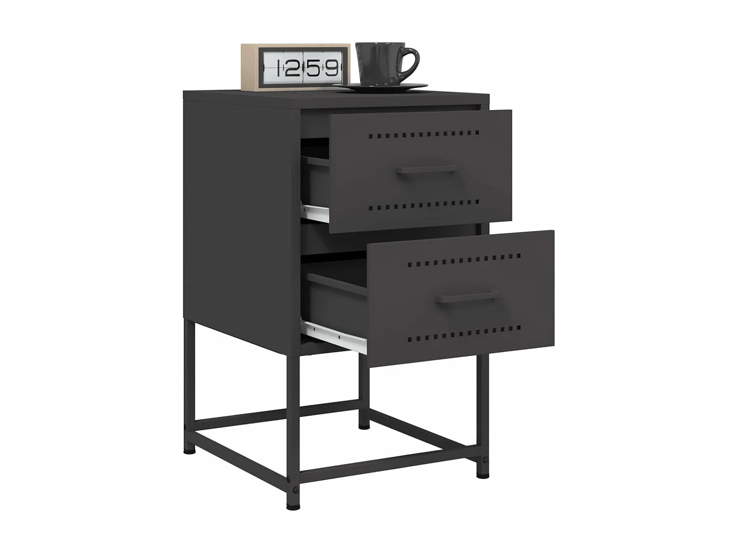 Tables de chevet 2 pièces noir 36x39x60,5 cm acier