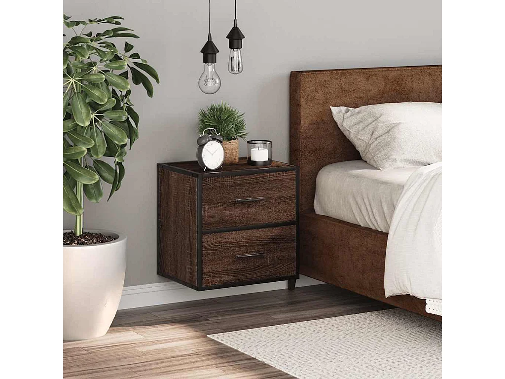 Table de chevet murale chêne marron 40x31x39,5 cm