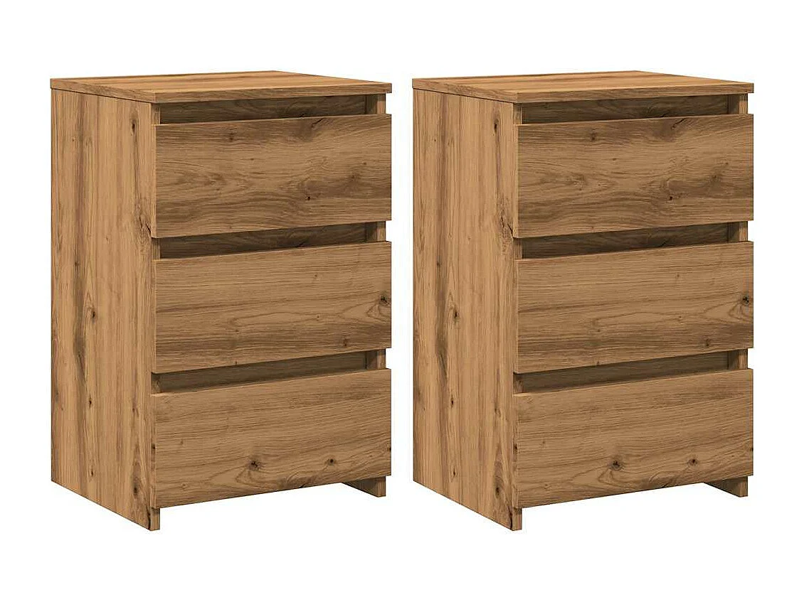 Nachtkastjes 2 st 40x35x62,5 cm bewerkt hout artisanaal eiken