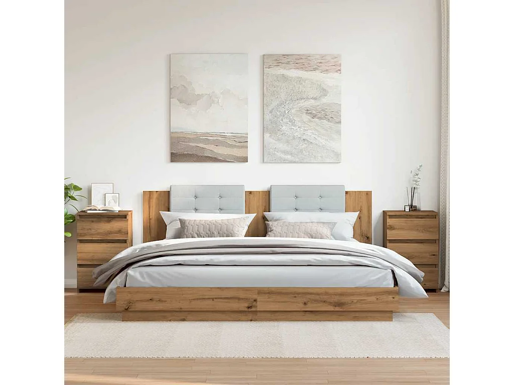 Nachtkastjes 2 st 40x35x62,5 cm bewerkt hout artisanaal eiken