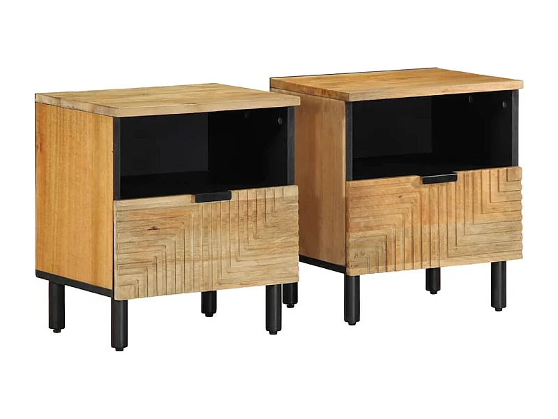 Mesitas de noche 2 unidades madera maciza de mango marrón 40x33x46cm