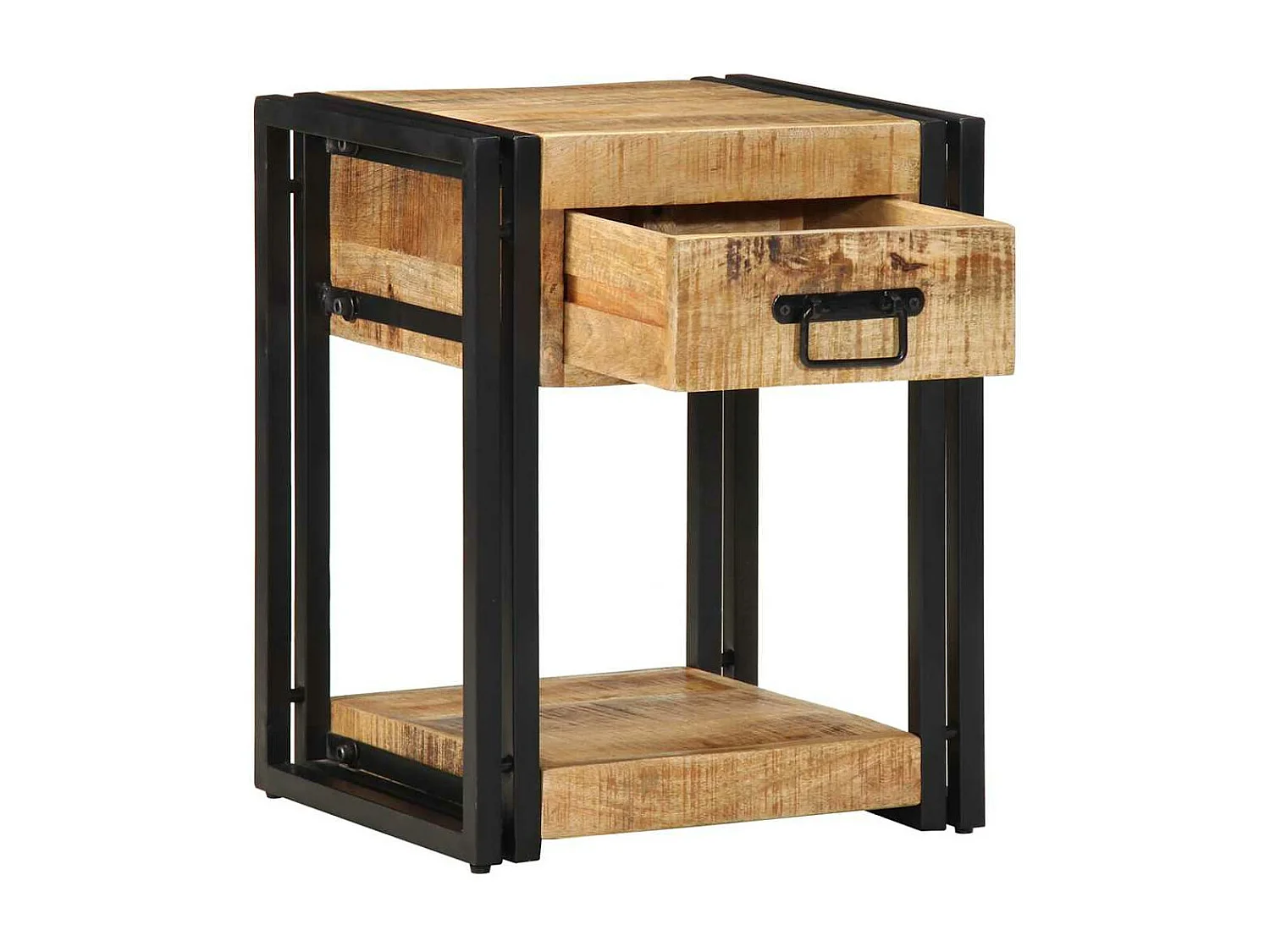 Tables de chevet 2 pièces 40x35x50 cm bois de manguier massif brut