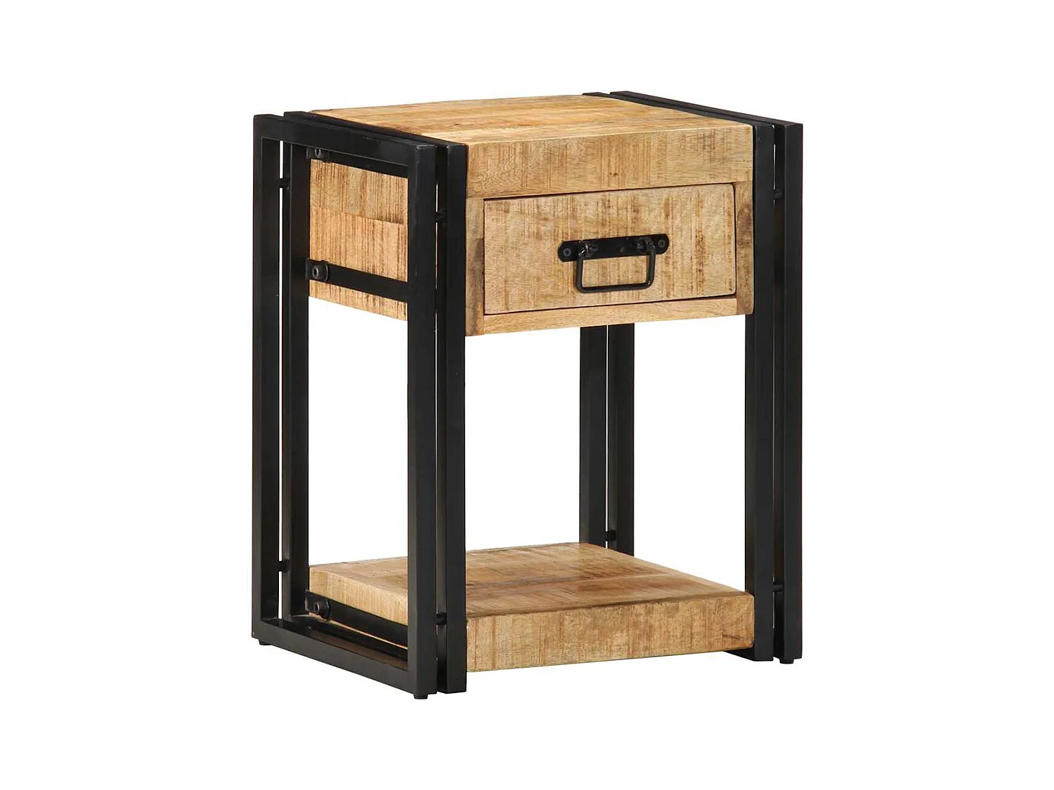 Tables de chevet 2 pièces 40x35x50 cm bois de manguier massif brut